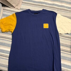 Men's Blue and Yellow Colorblock T-Shirt